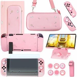 Accessories Kit for Nintendo Switch-Pink Cute Accessories Bundle Girly StylePack